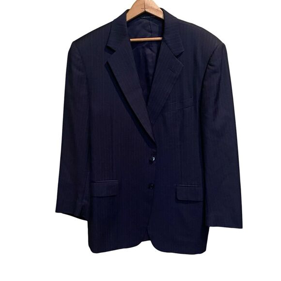 CANALI Super 120s Mens Jacket‎ Sports Coat Wool BLACK Pinstripe Italy 42 R52EU